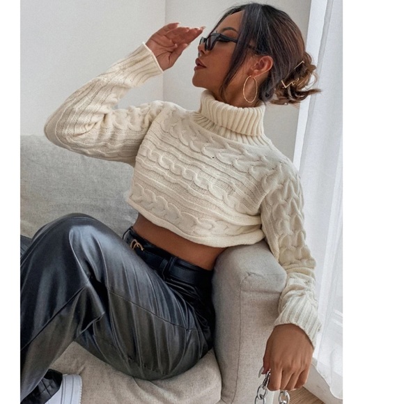 High Neck Cable Knit Crop Sweater 🐻 - Picture 7 of 7